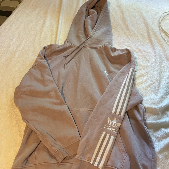 Purple Adidas Hoodie with White stripes down sleeves Size Large - Picture 3 of 5